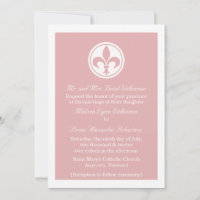 Chic Fleur De Lis Wedding Invite, Pink
