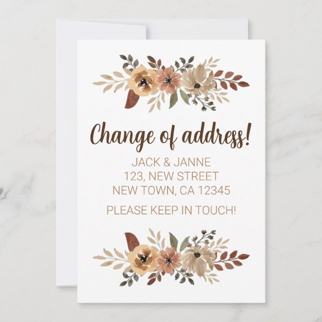Chic Flora Change Of Address Announcement Card (Front)
