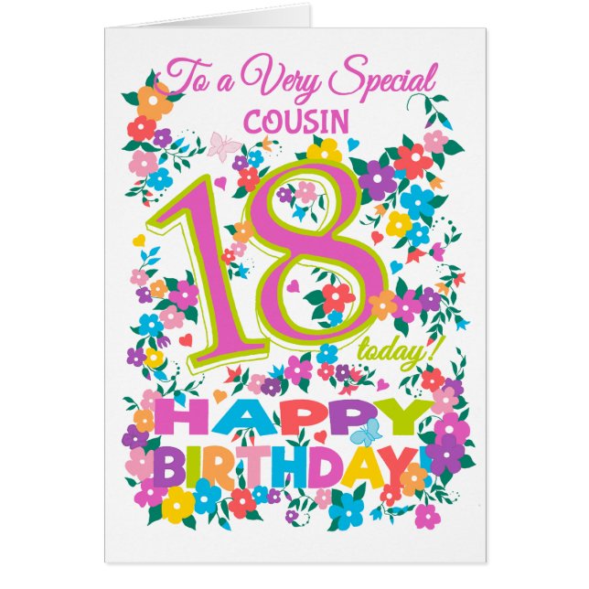 Chic Floral 18th Birthday for Cousin (Front)