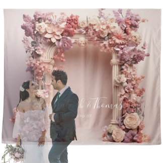 Chic Floral Arch Wedding Backdrop Tapestry