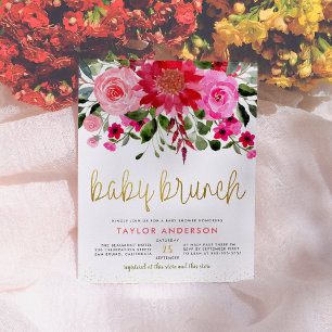 Chic Floral Baby Brunch Baby Girl Baby Shower Invitation Postcard