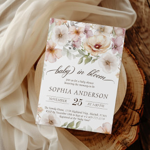 Chic Floral Baby in Bloom Watercolor Baby Shower Invitation