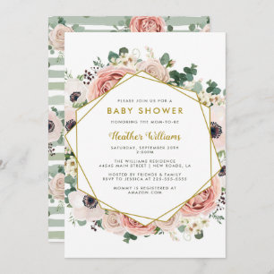 Chic Floral Baby Shower Invitations