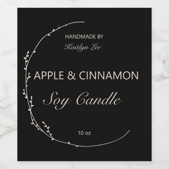 Chic Floral Black & White Handmade Candle Label (Single Label)