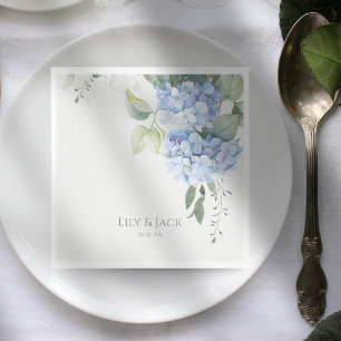 Chic Floral Blue Hydrangea Event Wedding Napkin