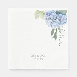 Chic Floral Blue Hydrangea Wedding  Napkin