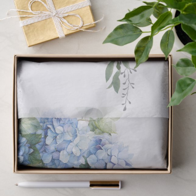 Chic Floral Blue Hydrangea Wedding  Tissue Paper (Gift)