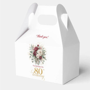 Chic Floral Blush Burgundy 80th Birthday Favour Bo Box