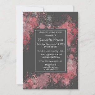 Chic Floral Blush Paint Splatter Bridal Shower Invitation