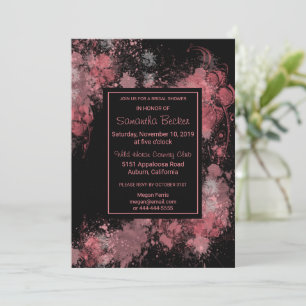 Chic Floral Blush Paint Splatter Bridal Shower Invitation