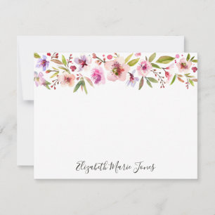 Chic Floral Blush Pink Cherry Blossoms Watercolor Card