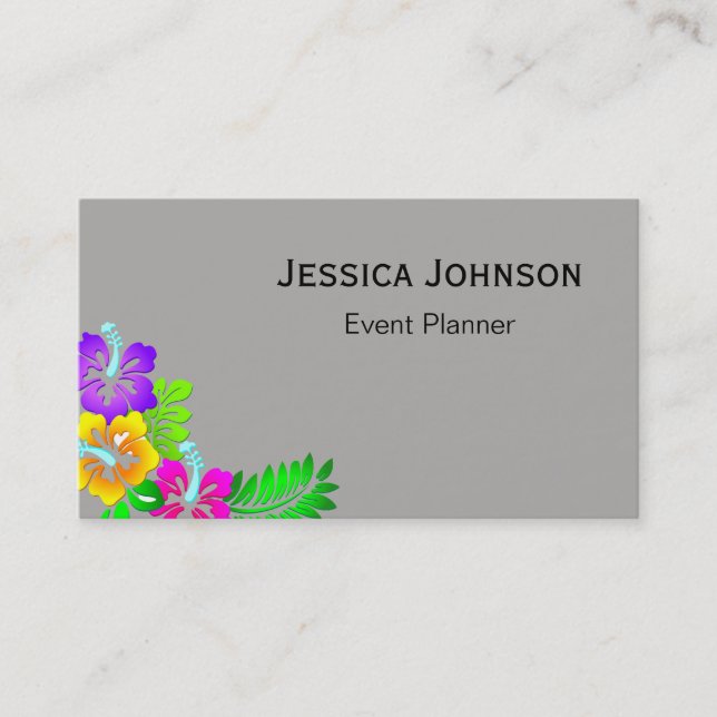 Chic Floral Border Monogram Business Card (Front)