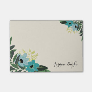 Chic Floral Border Monogram Post-it Notes