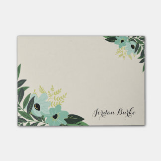 Chic Floral Border Monogram Post-it Notes