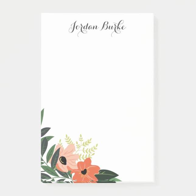 Chic Floral Border Monogram Post-it Notes (Front)