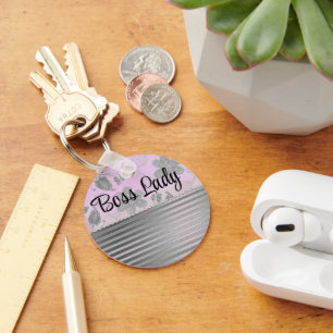 Chic Floral "Boss Lady"  Keychain