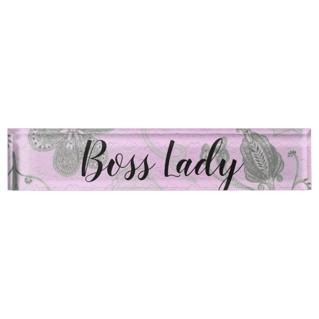 Chic Floral "Boss Lady"   Nameplate (Front)