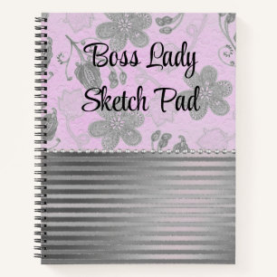 Chic Floral Boss Lady Sketch Notebook