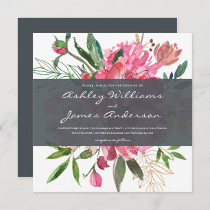 Chic Floral Botanical Wedding Invitation Square
