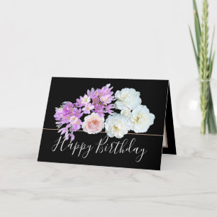 Chic Floral Bouquet Rose & Crocus Flowers Birthday Card