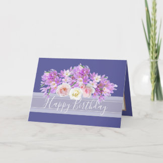 Chic Floral Bouquet Rose & Crocus Flowers Birthday Card