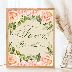 Chic Floral Bridal Shower Favour Sign
