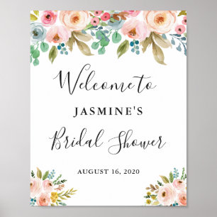 Chic Floral Bridal Shower Welcome Sign