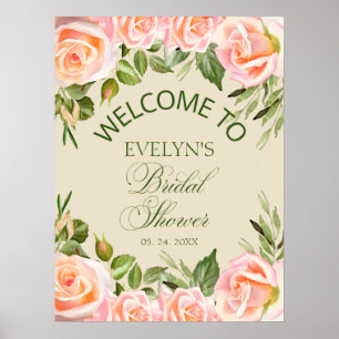 Chic Floral Bridal Shower Welcome Sign