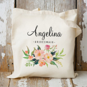 Chic Floral Bridesmaid Personalised-3 Tote Bag
