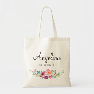 Chic Floral Bridesmaid Personalised Tote Bag