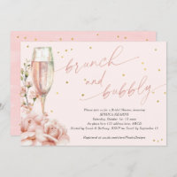 Chic  floral champagne flutes brunch and bubbly in