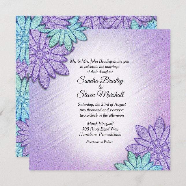 Chic Floral Colour Combo Wedding Invitation (Front/Back)
