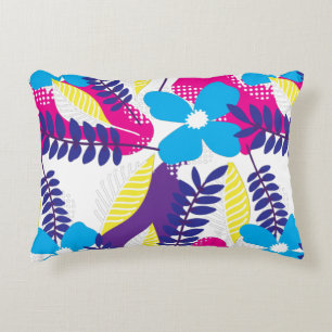 Chic Floral & Dot Pattern with Leaves Decorative Cushion