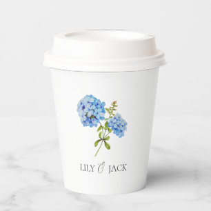 Chic Floral Dusty Blue Hydrangea Event Wedding  Paper Cups