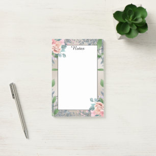 Chic Floral Elegance: Roses, Leaves and Vines Post-it Notes