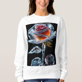 "Chic Floral Elegance: Women's Rose Design T-Shirt Sweatshirt