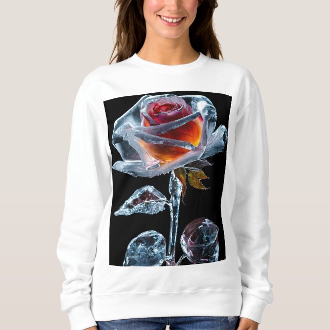"Chic Floral Elegance: Women's Rose Design T-Shirt Sweatshirt (Front)