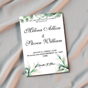 Chic Floral eucalyptus botanical wedding  Invitation