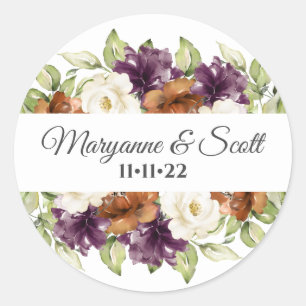 Chic Floral Fall Wedding Invitation Seal