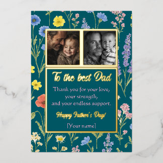 Chic Floral Father's Day Card with Custom Photos