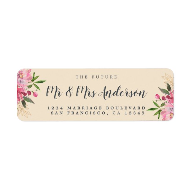 Chic Floral Future Mr Mrs Wedding Return Address (Front)