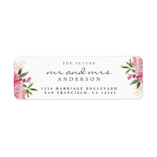 Chic Floral Future Mr Mrs Wedding Return Address