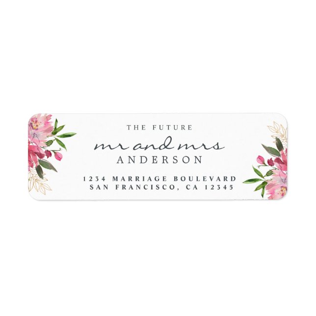 Chic Floral Future Mr Mrs Wedding Return Address (Front)