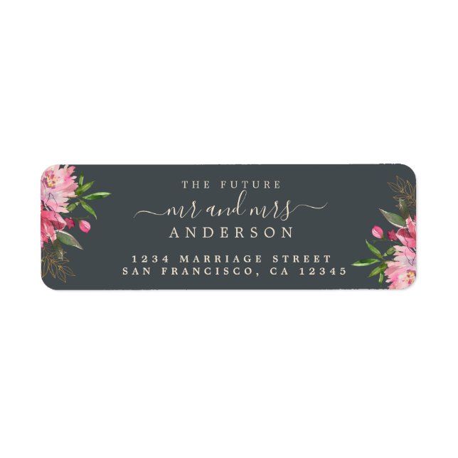 Chic Floral Future Mr Mrs Wedding Return Address (Front)
