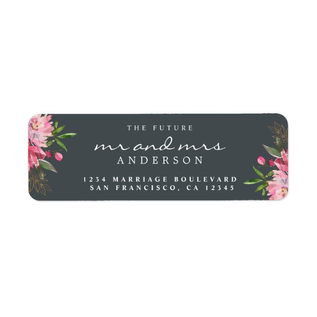 Chic Floral Future Mr Mrs Wedding Return Address (Front)