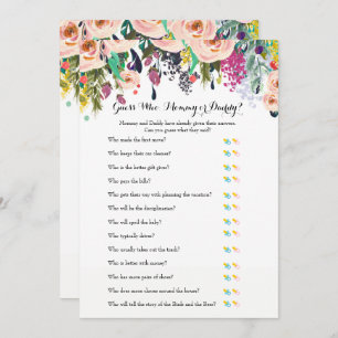 Chic Floral Garden Baby Shower Games x2 Invitation
