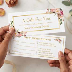 Chic Floral Gold Beauty Salon Gift Certificate