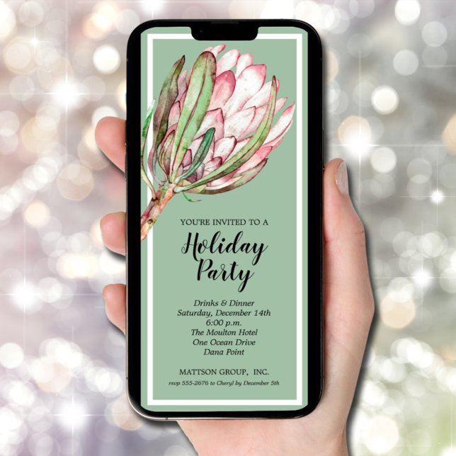 Chic Floral Holiday Christmas Party Invitation (Chic Floral Holiday Christmas Party Invitations - INSTANT DOWNLOAD and/or PRINTED)