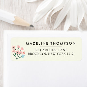 Chic Floral Ivory Pastel Pink Blue Flowers Address