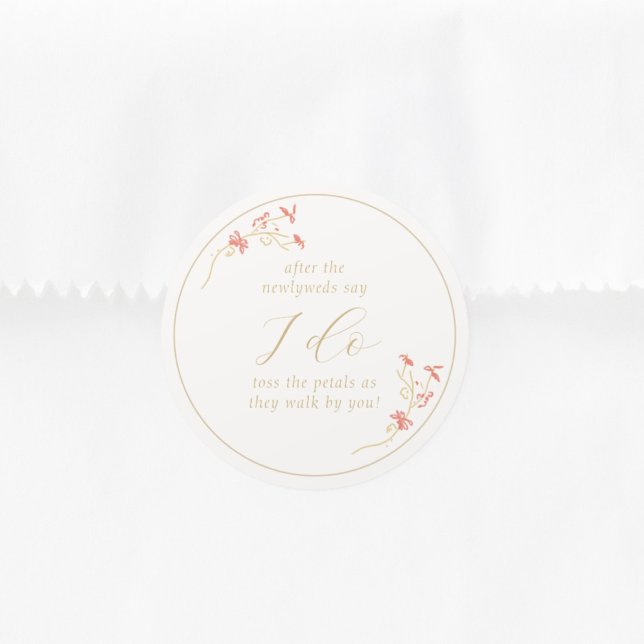Chic Floral & Ivory Wedding  Classic Round Sticker (Creator Uploaded)